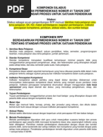 Download Komponen Silabus Dan RPP Berdasarkan Permendiknas Nomor 41 Tahun 2007 Tentang Standar Proses by Cintya Meta SN102413102 doc pdf