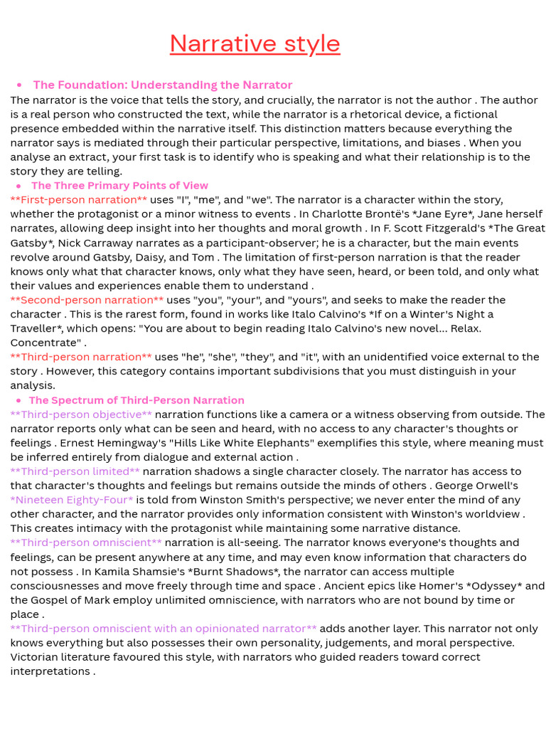 Narrative Styles Literary Concepts | PDF | Narration | Narrative