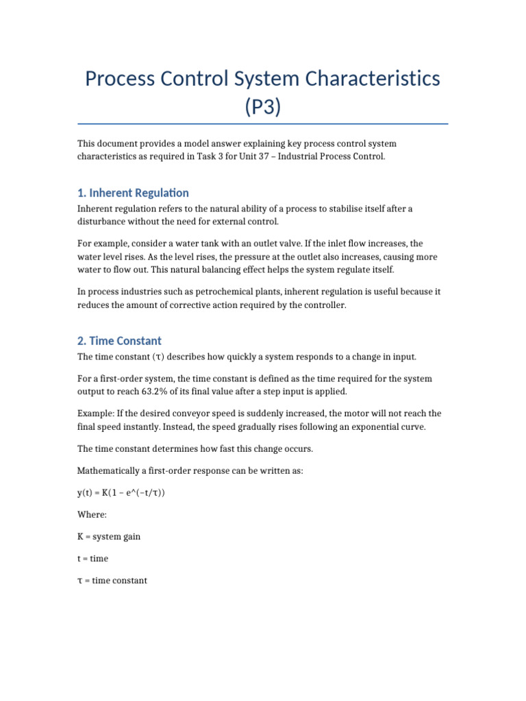 P3 Process Control Characteristics Model Answer | PDF | Electricity ...