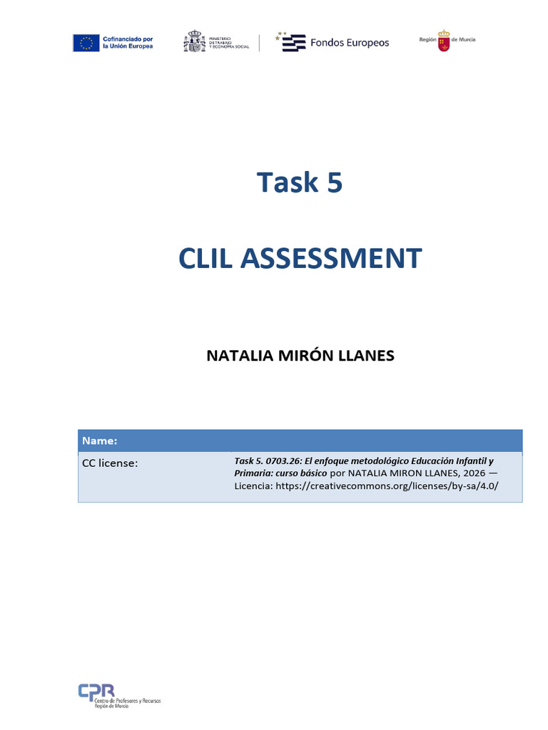Task 5. CLIL Assesment Template | PDF | Educational Assessment | Cognition