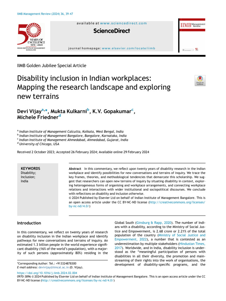 (RP-28)Disability Inclusion in Indian Workplaces Mapping the Research ...
