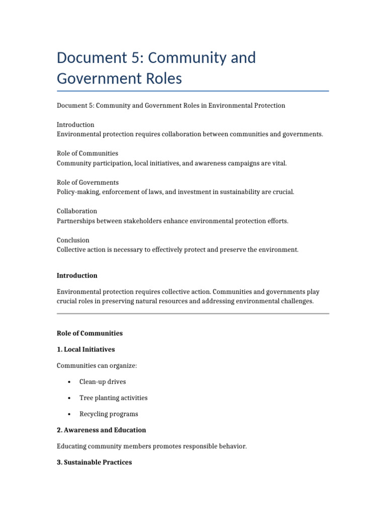 Document 5 Community Government | PDF | Sustainability | Environmental ...