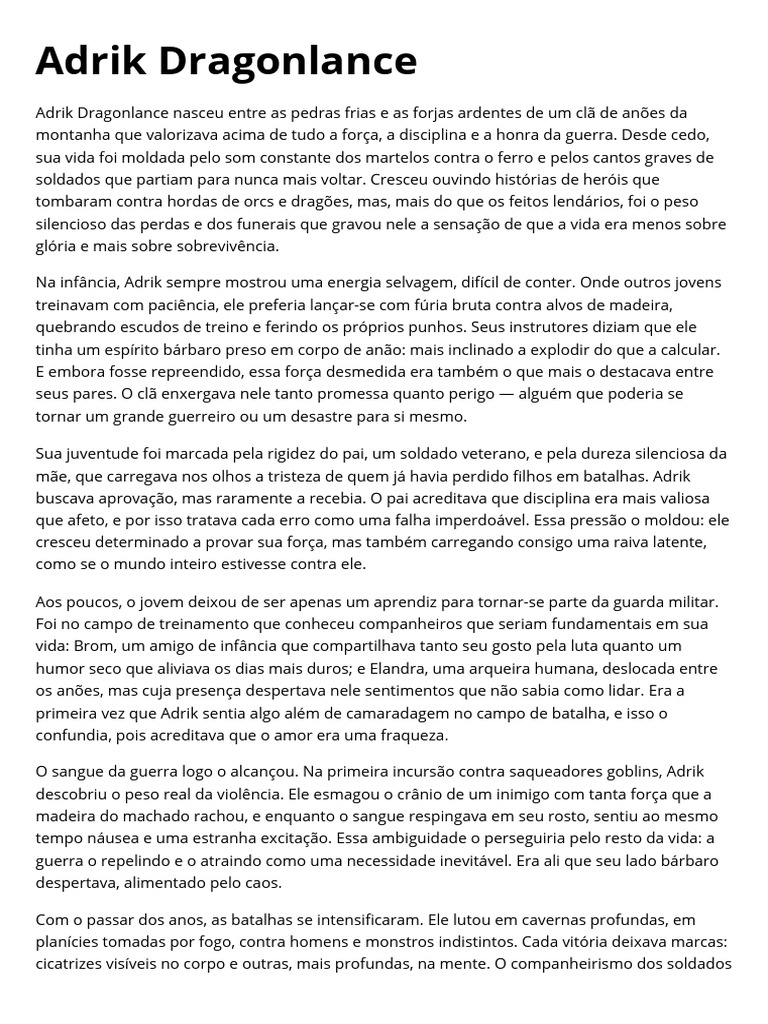 Adrik Lore | PDF | Herói