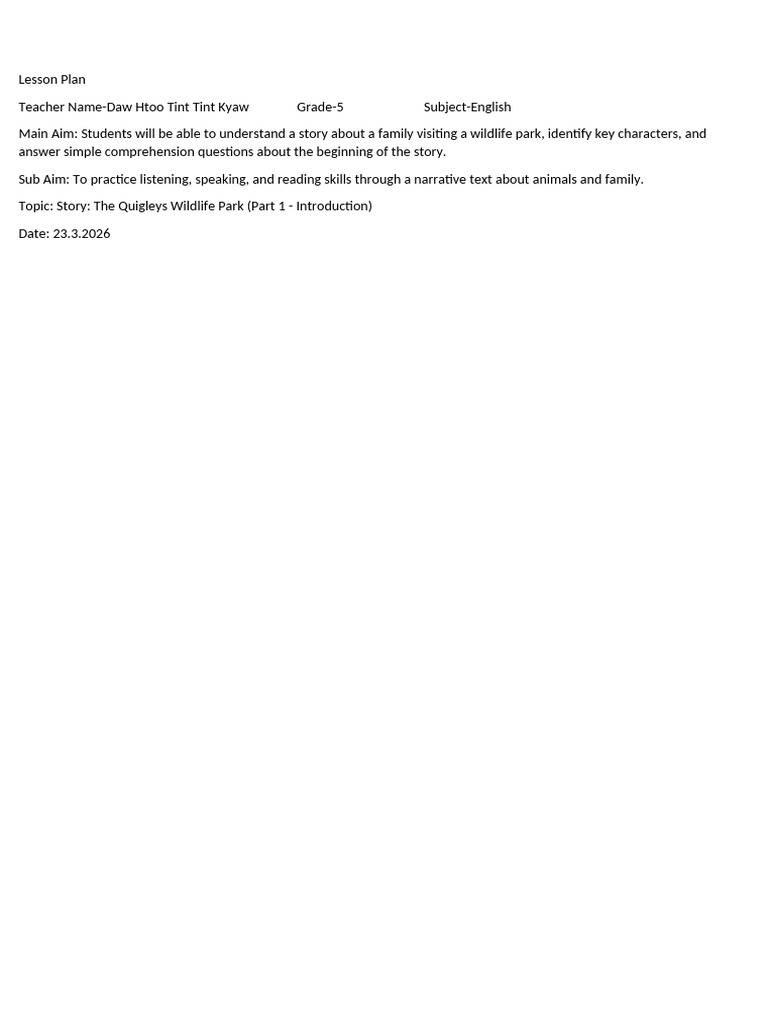 Lesson Plan for Grade 5,6,7 | PDF | Reading Comprehension | Polar Bear