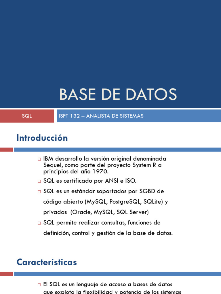BD SQL 1 | PDF | SQL | Software de gestión de datos