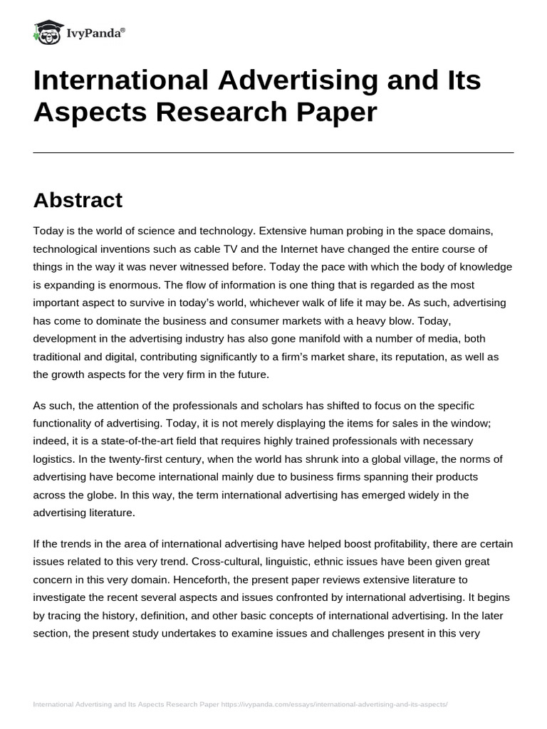 International Advertising and Its Aspects | PDF | Advertising | News