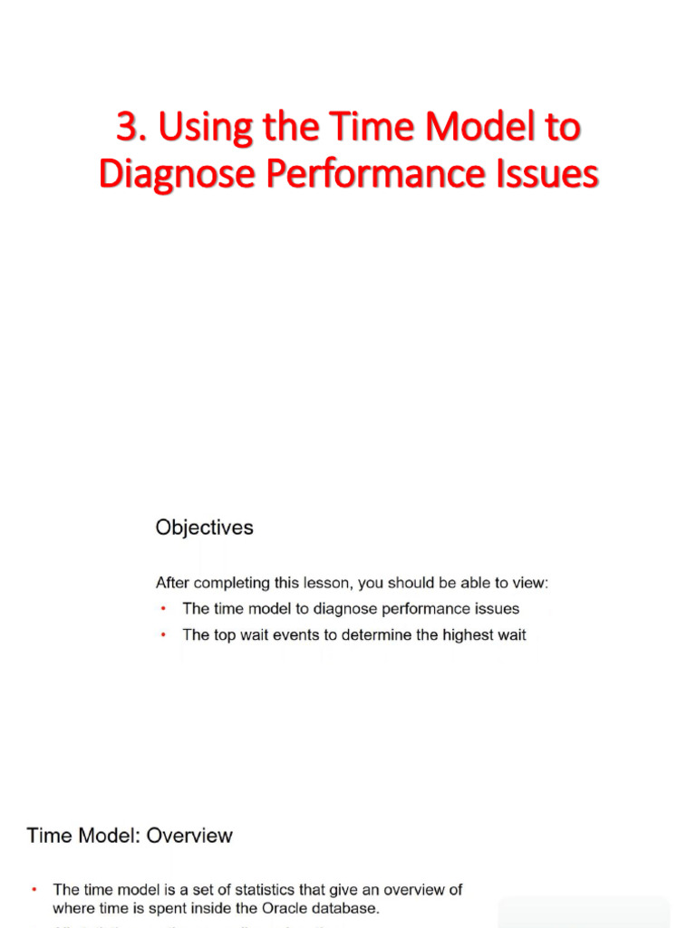 3. Using Time Model to Diagnose Performance Issues | PDF