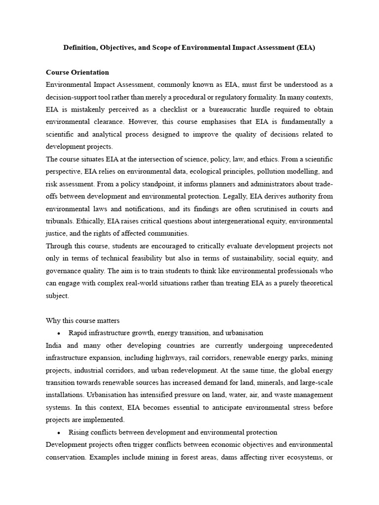 EIA Introduction and Orientation | PDF | Environmental Impact ...