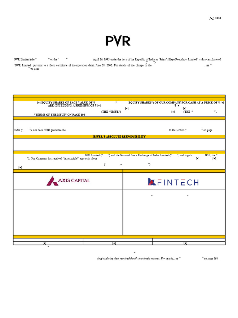 PVR_Letter of Offer_20200702160814 | PDF | Stocks | Equity (Finance)