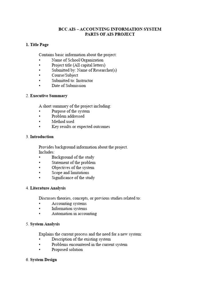 BCC AIS Parts of AIS Project Final Version | PDF | System | Information ...