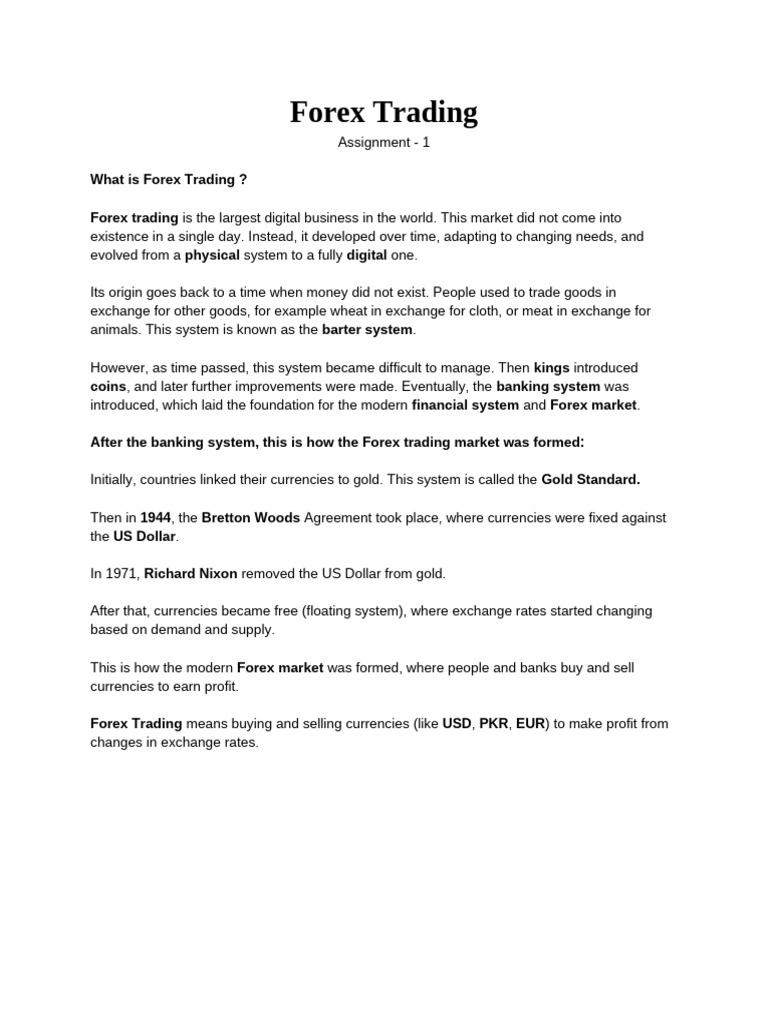 Forex Trading Assignment 1 | PDF