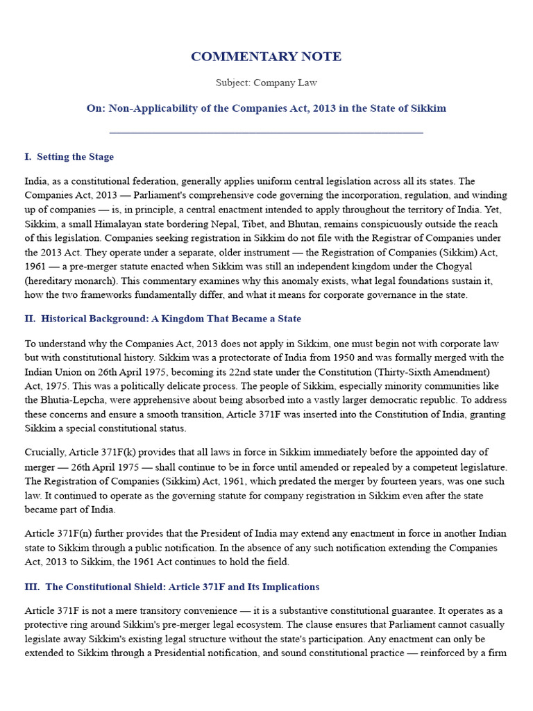 sikkim_commentary_note.docx-Sagar_ | PDF | Bill (Law) | Justice