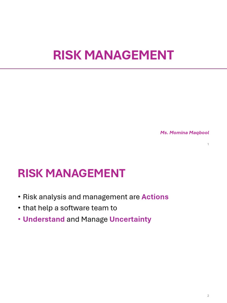 Lecture 13 - Risk Management | PDF | Risk | Risk Management