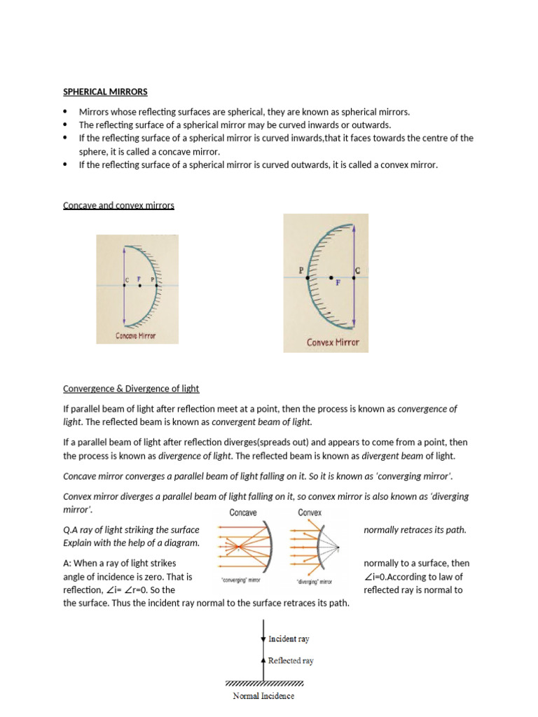 Light-Reflection & Refraction-Study Material 2 | PDF | Sphere | Mirror