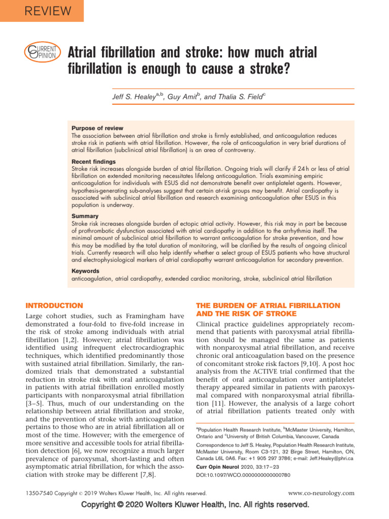Atrial Fibrillation and Stroke | PDF | Stroke | Cardiovascular Diseases