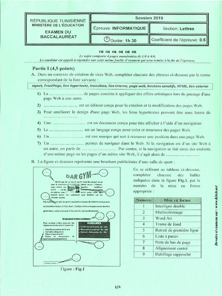 Bac Info 2019 Lettres | PDF