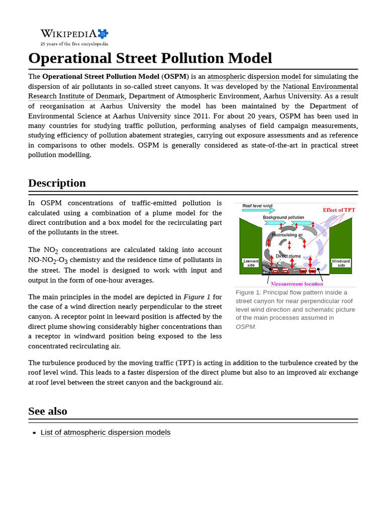 Operational Street Pollution Model | PDF | Natural Environment | Human ...