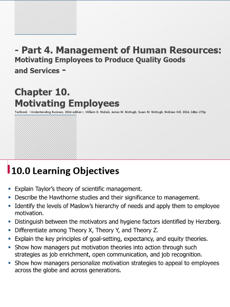 Chapter 10. Motivating Employees | PDF | Motivational | Motivation