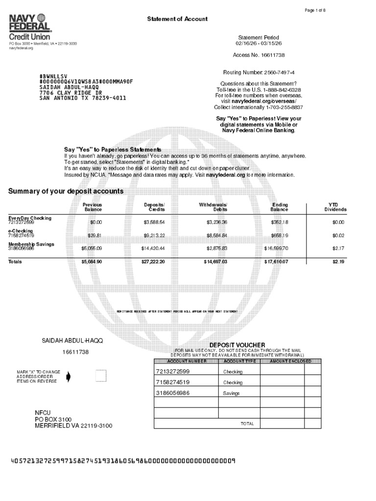 March 2026 Monthly Statement | PDF