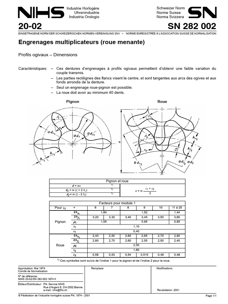 Nihs - 20-02 Engrenages Multiplicateurs (Roue Menante) | PDF