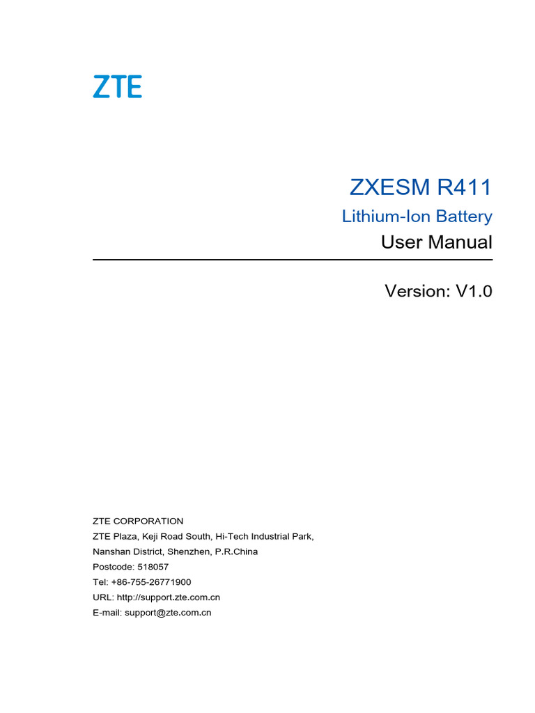 SJ-20240223085424-001-ZXESM R411 (V1.0) Lithium-Ion Battery User and ...