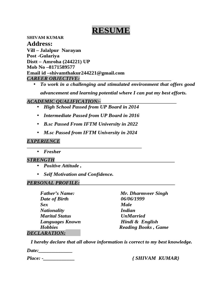 Resume Format | PDF