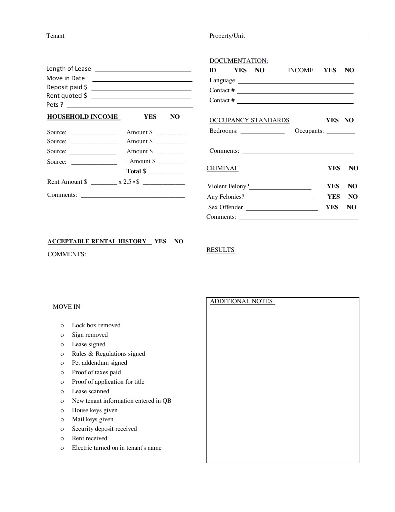 Rental Application Checklist Template | PDF