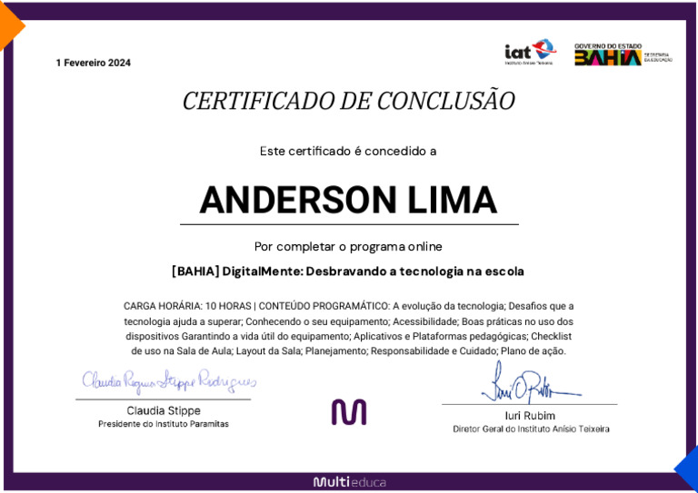 Certificado Anderson Lim | PDF