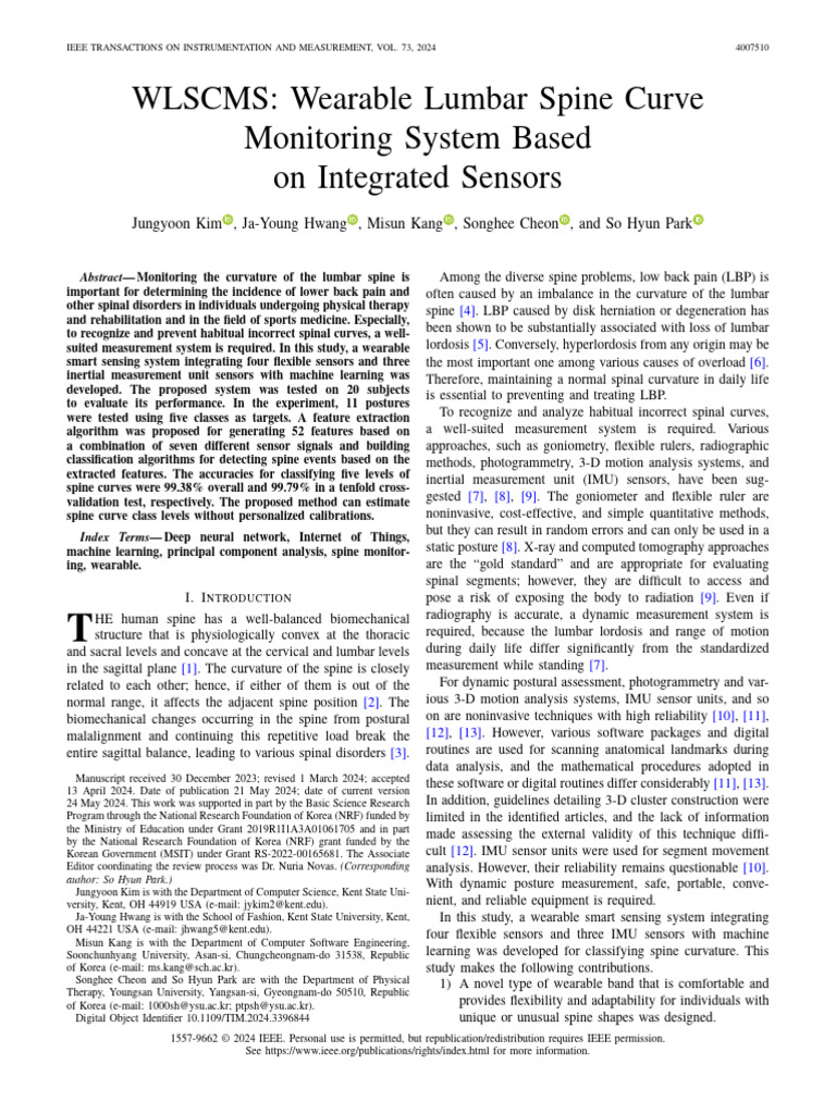 WLSCMS Wearable Lumbar Spine Curve Monitoring System Based On ...