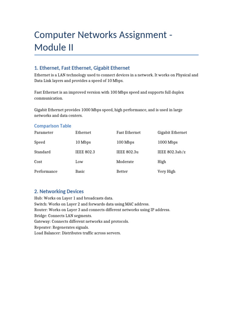 Computer Network Assignment | PDF