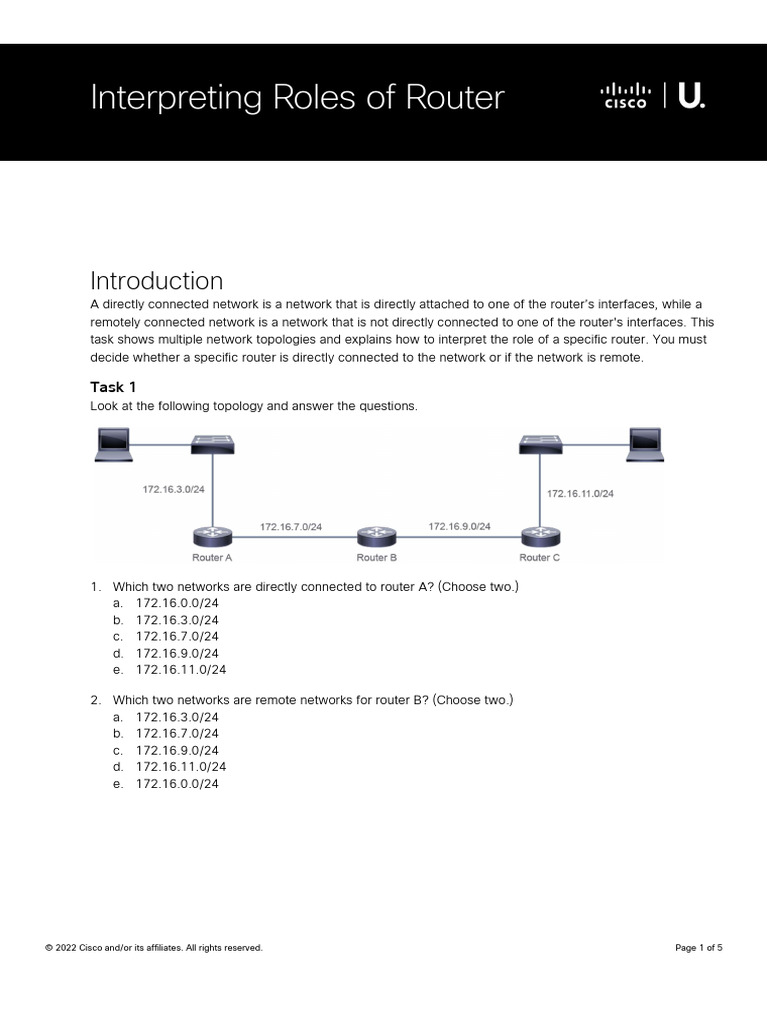 CCNA200!09!02 Interpreting Roles of Router DA New | PDF | Chess Theory ...