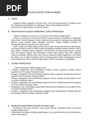 Proposal Penelitian Untuk Tesis S2 Msdm