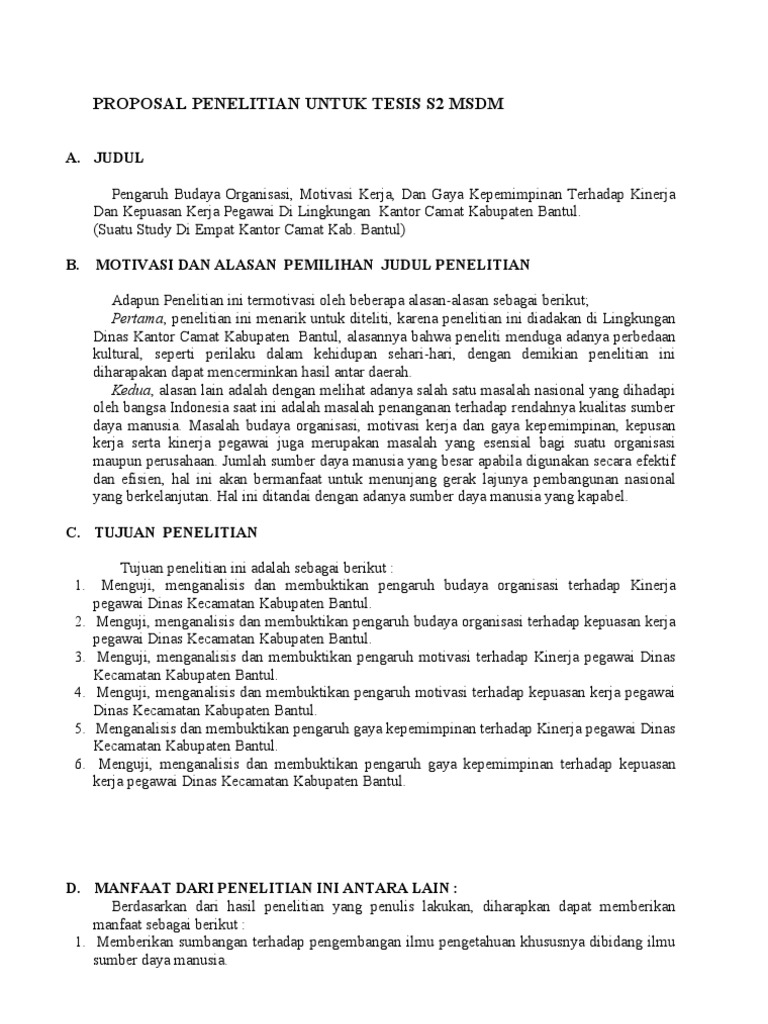 Contoh Proposal Skripsi Pdf Msdm Pejuang Skripsi