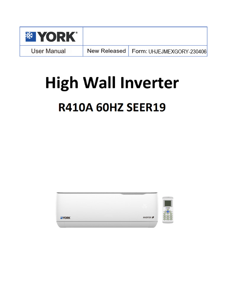 High Wall Inverter R410A 60Hz User Manual 230406 | PDF
