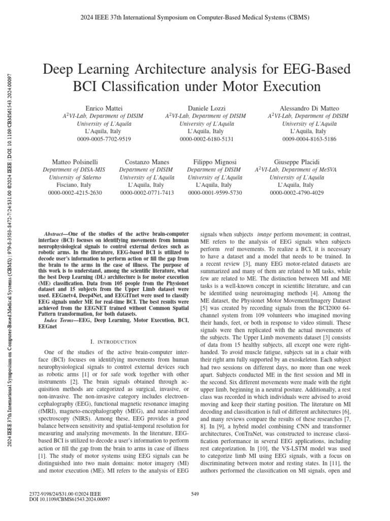Deep Learning Architecture Analysis for EEG-Based BCI Classification ...
