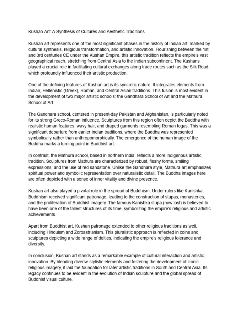 Kushan Art - A Synthesis of Cultures and Aesthetic Traditions | PDF ...