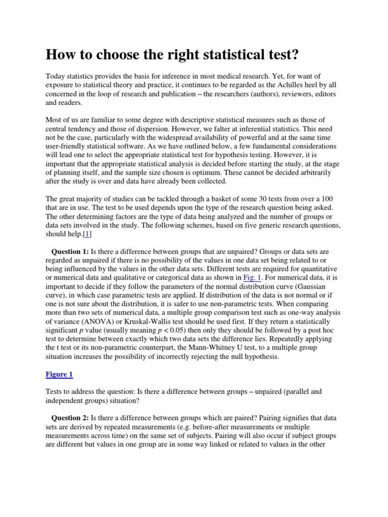 Selecting the Right Statistical Test | PDF | Correlation And Dependence ...