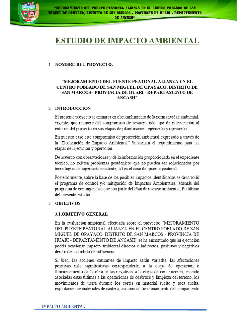 3.5 Estudio de Impacto Ambiental | PDF | Evaluación de impacto ...
