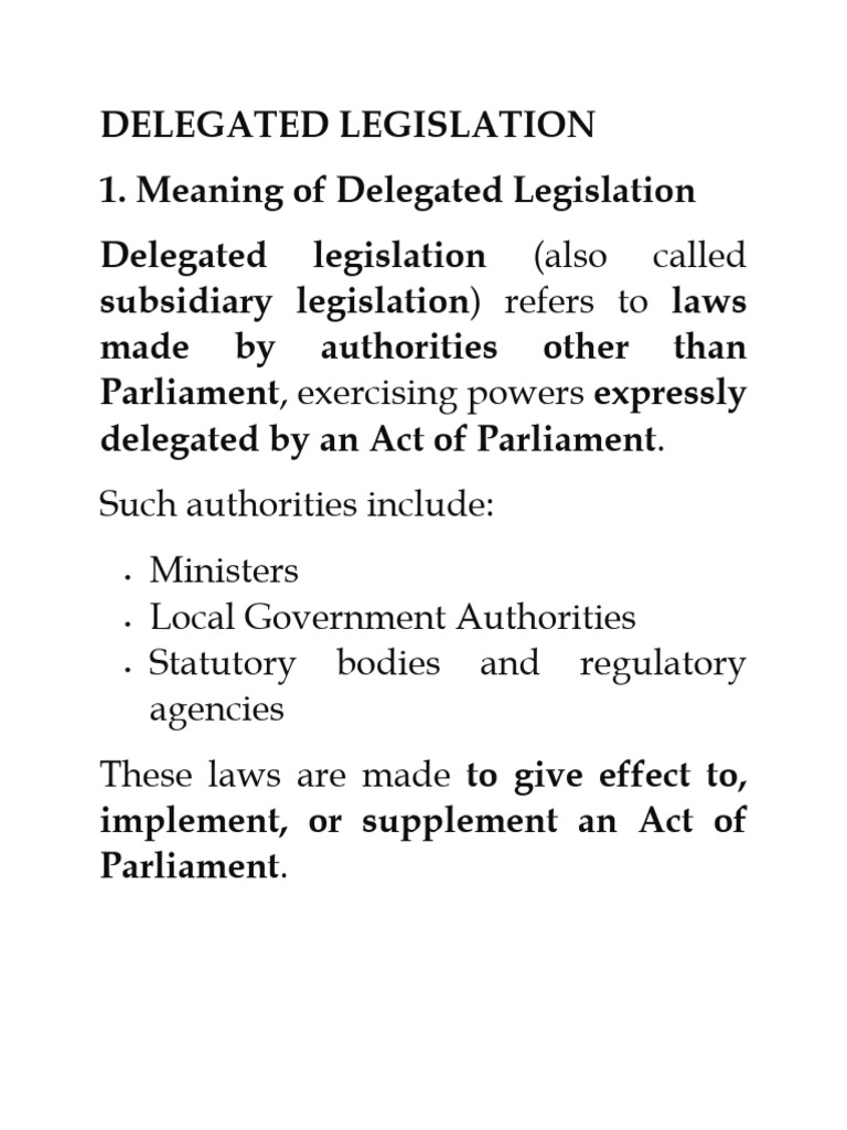Delegated Legislation 1 | PDF