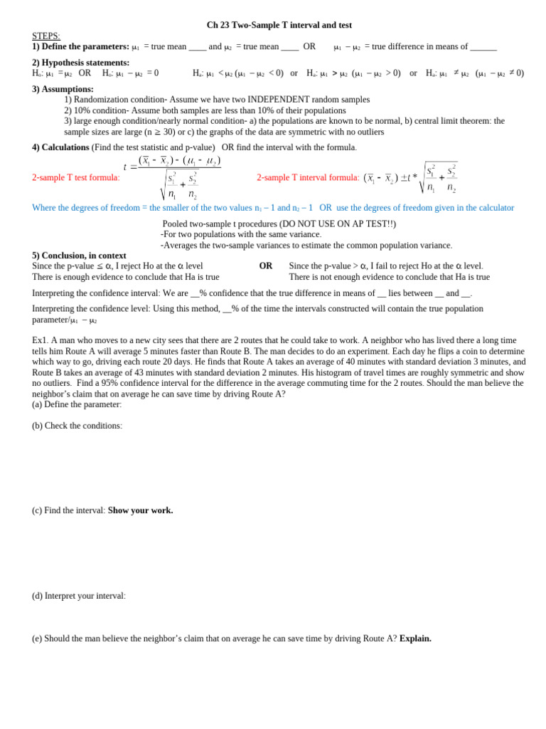 Ch23+examples+2020-2021 | PDF | P Value | Confidence Interval