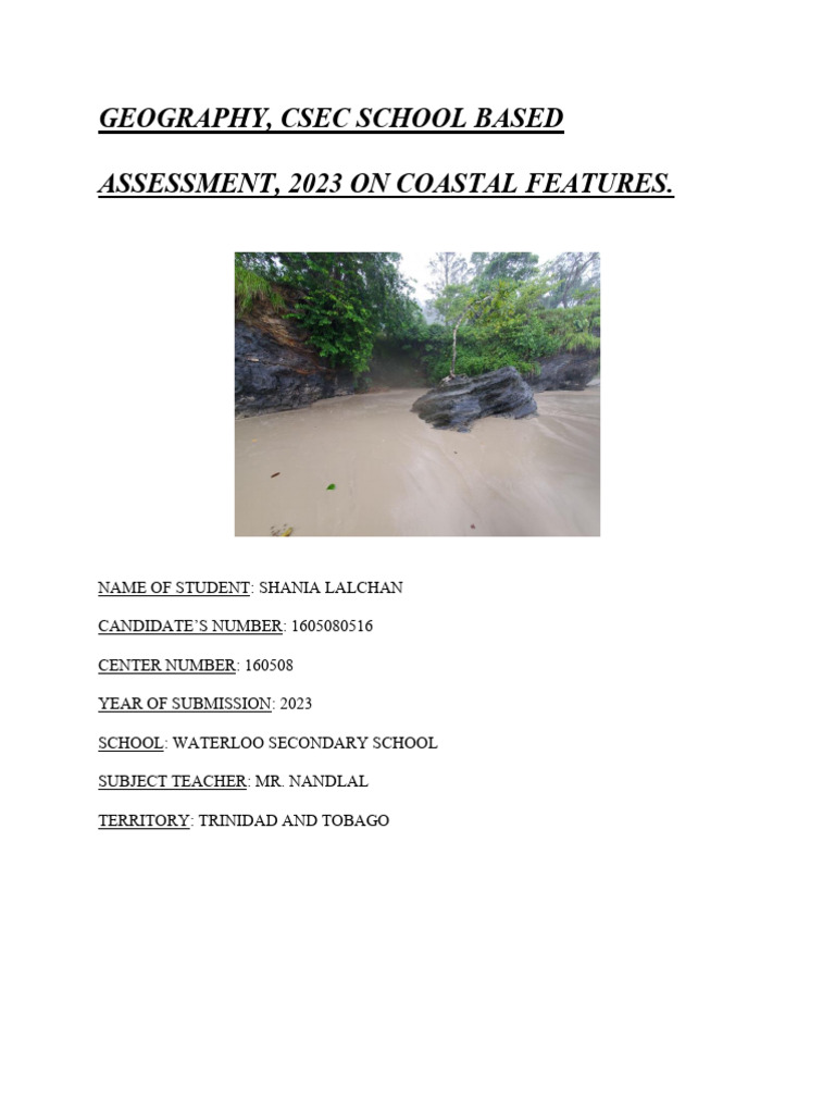 Shania Lalchan - Geography SBA | PDF | Beach | Coast