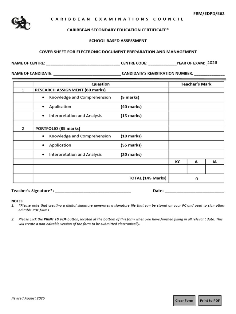 CSEC EDPM CoverSheetForESBA Fillable August2025 | PDF