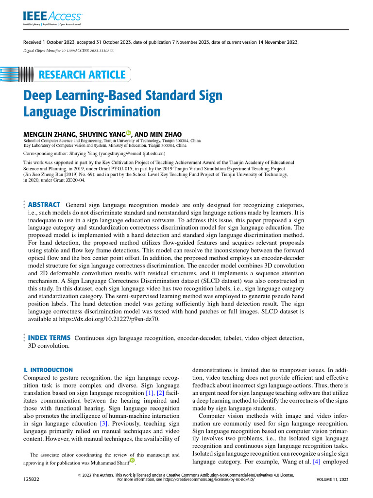 Deep Learning-Based Standard Sign Language Discrimination | PDF ...