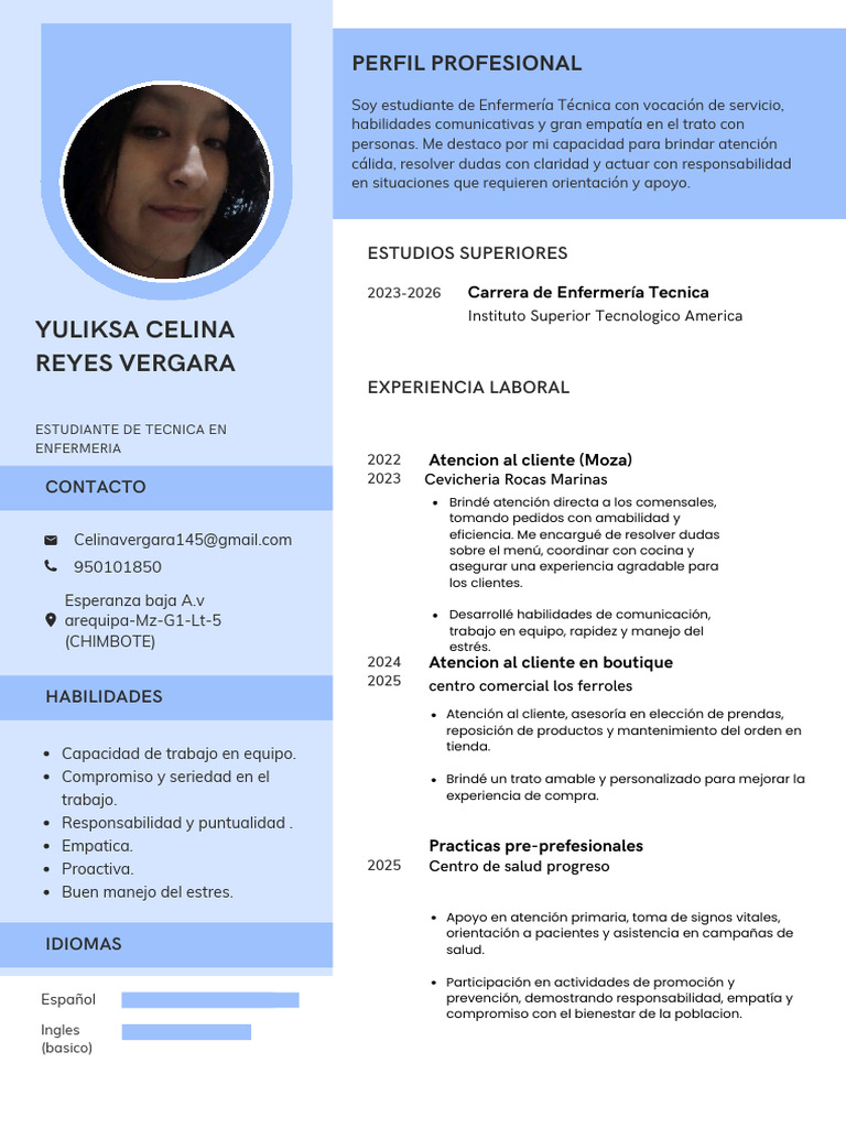 yuli - cv | PDF | Enfermería