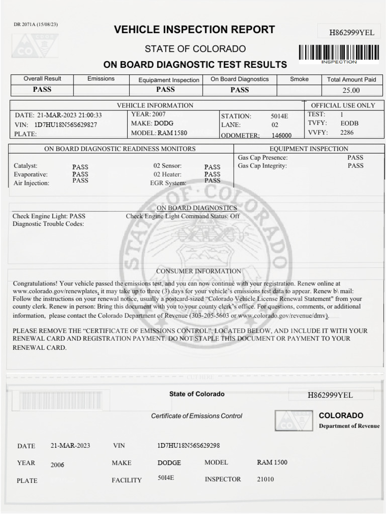 Inspección Colorado | PDF | Vehicles