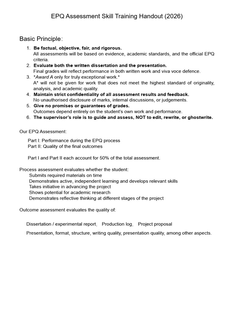 2026 3 18 EPQ Assessment Training Plan（English） | PDF | Evaluation ...