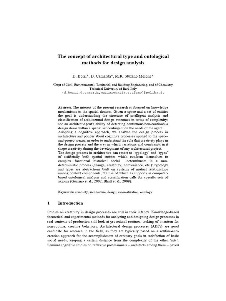 The Concept of Architectural Type and Ontological Methods for Design ...