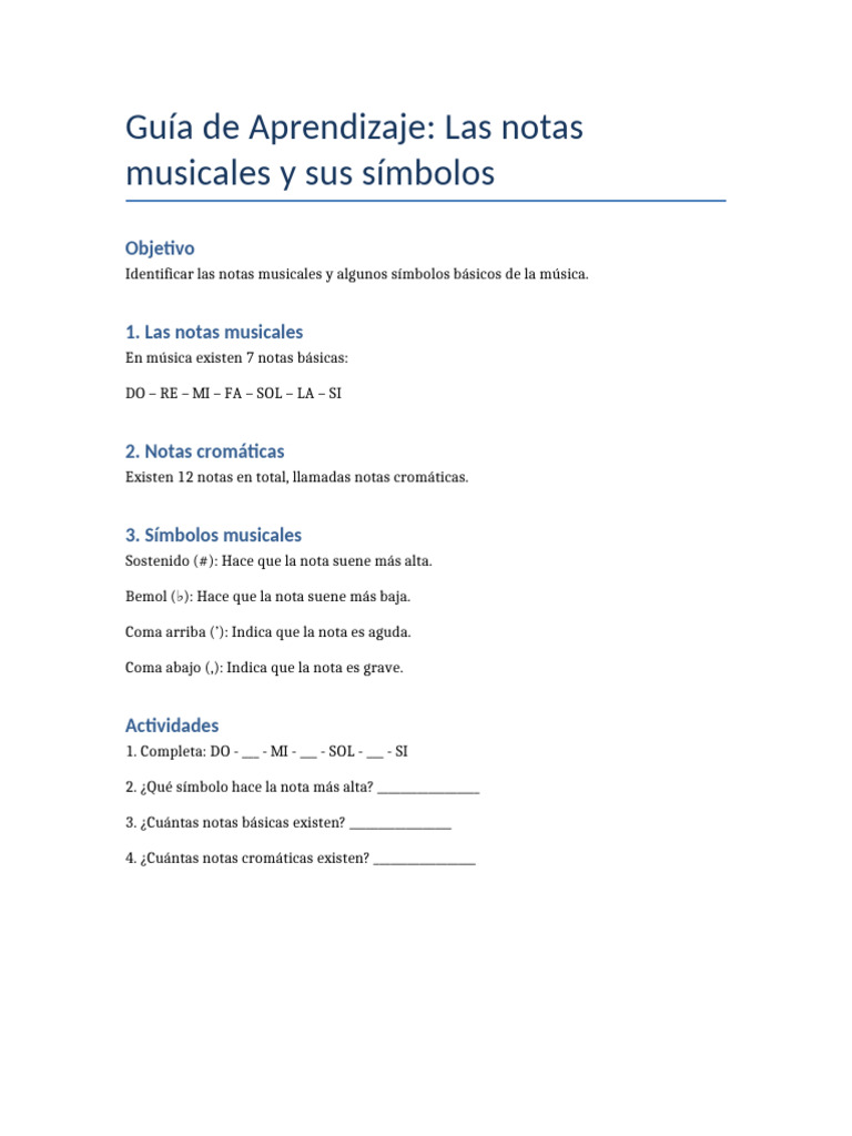 Guia Notas Musicales 3basico | PDF