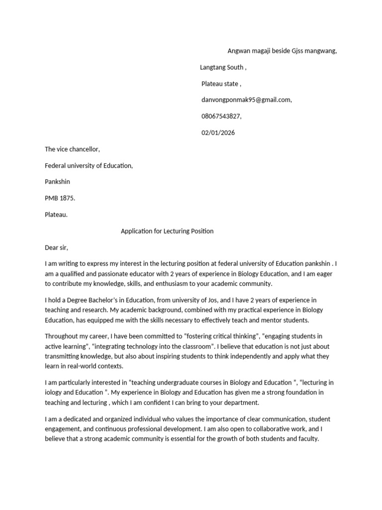 Application Letter | PDF