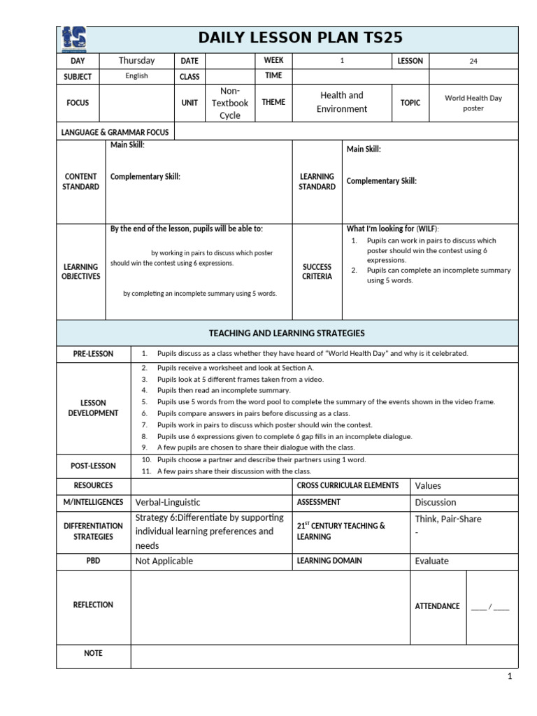 Form 2 Lesson 25 Speaking | PDF | Learning | Lesson Plan